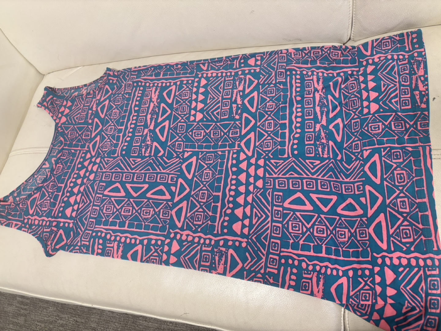 Pink and Teal Tribal Print Sleeveless Mini Dress