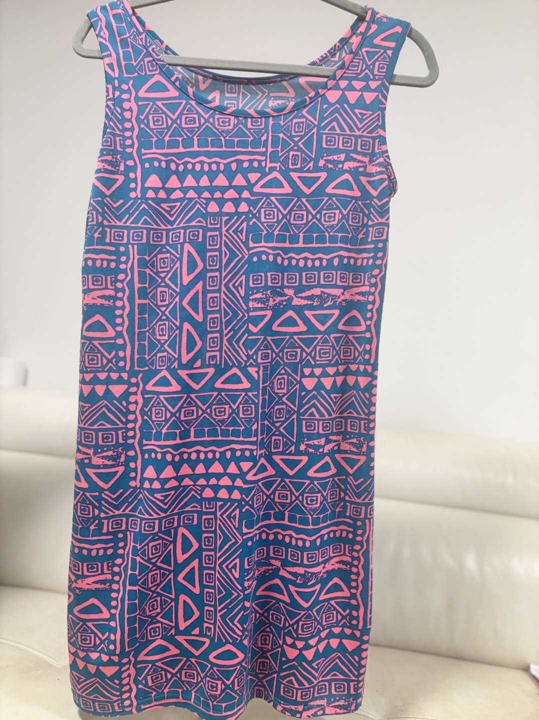 Pink and Teal Tribal Print Sleeveless Mini Dress - photo 2