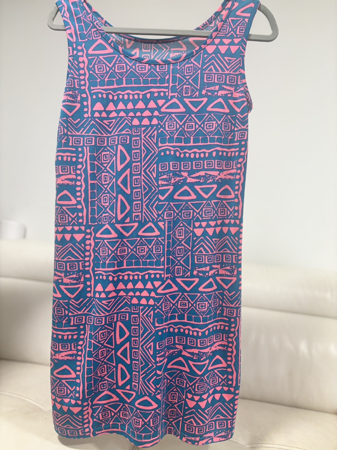 Pink and Teal Tribal Print Sleeveless Mini Dress - photo 3