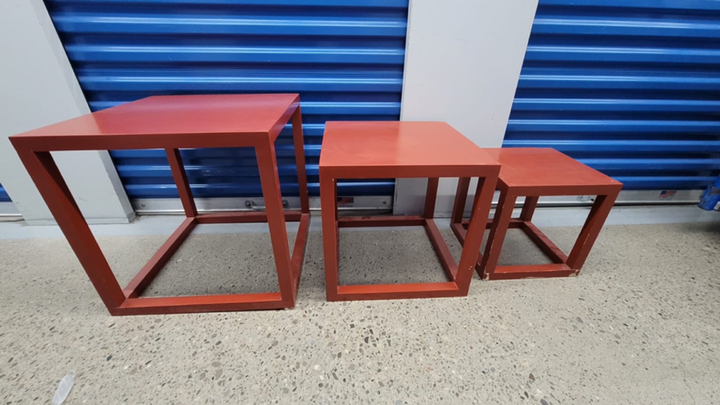 Set of Three Red Cube End Tables - photo 2