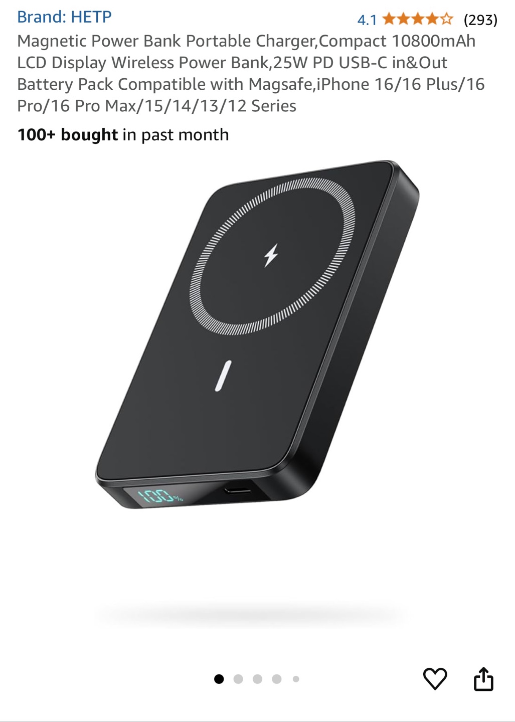 HETP Magnetic Wireless Power Bank 10800mAh