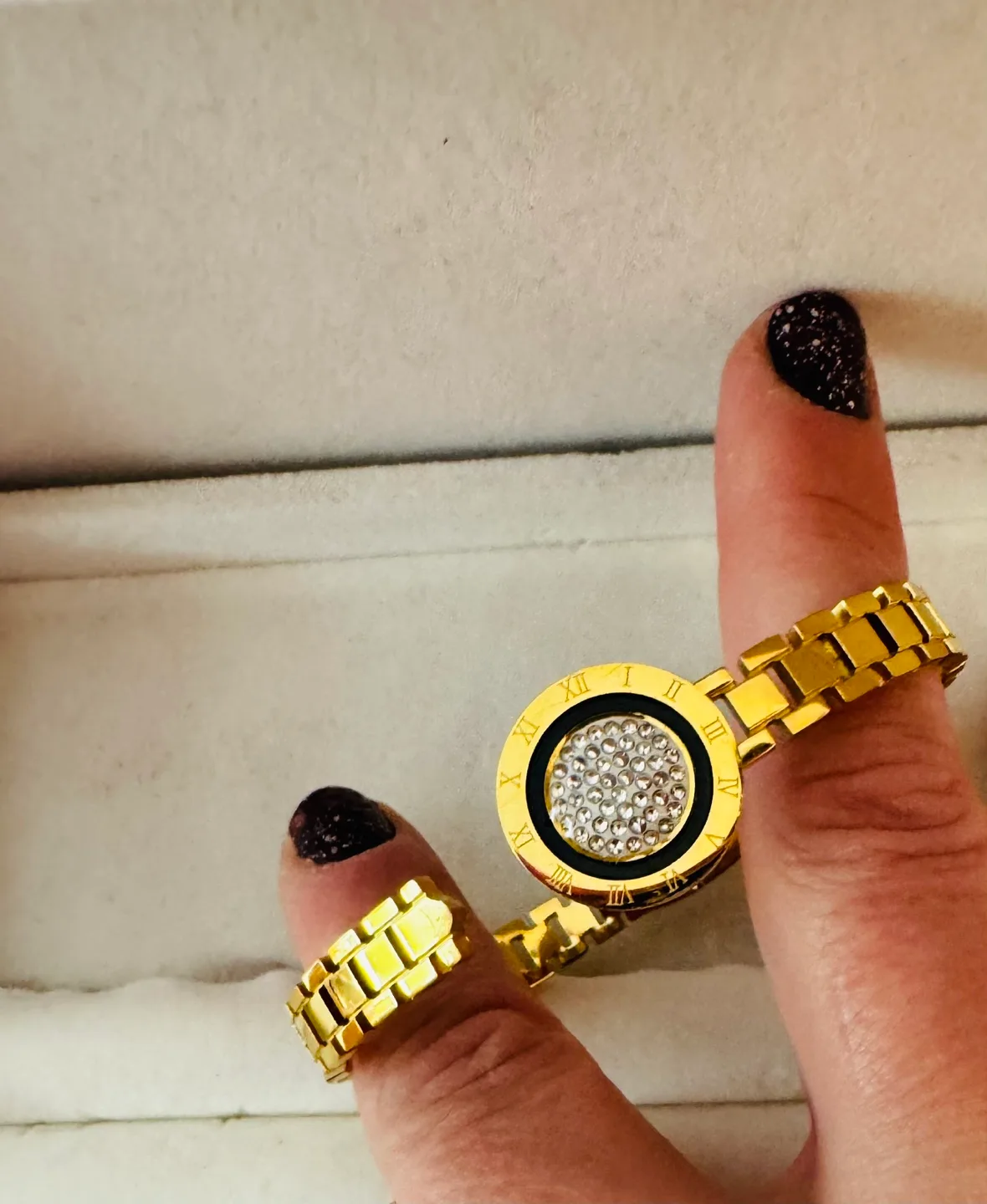 Roman Numeral Bangle Bracelet with w C Zirconia NEW image indicator(2)