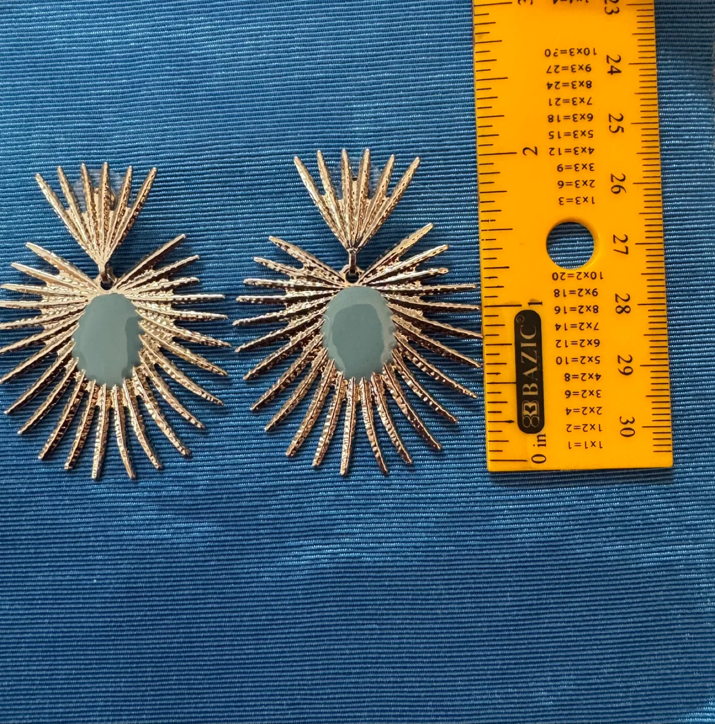 Silver Earrings w Blossom Blue Enamel 2” NEW image indicator(2)