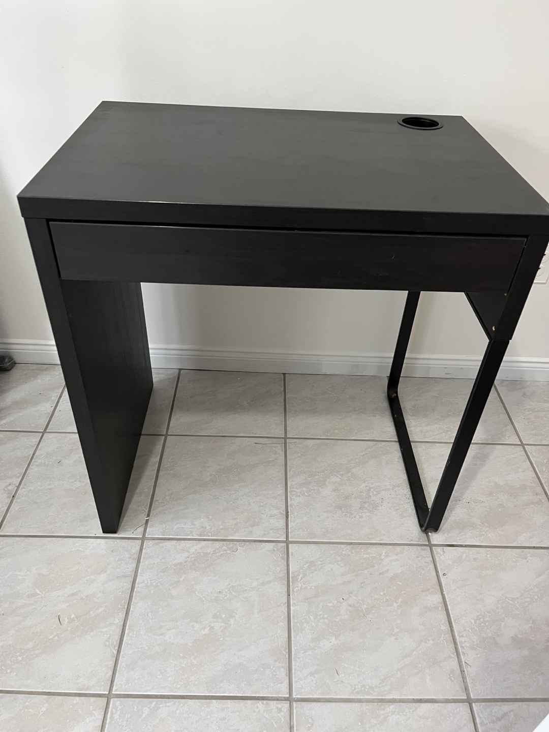 Black Desk with Drawer and Cup Holder
