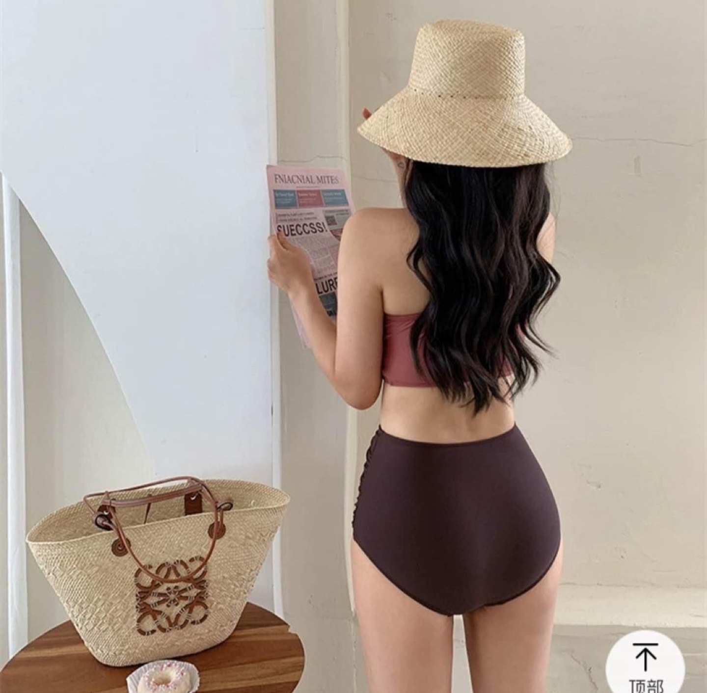 Pink and Brown high-waisted bikini set - photo 2