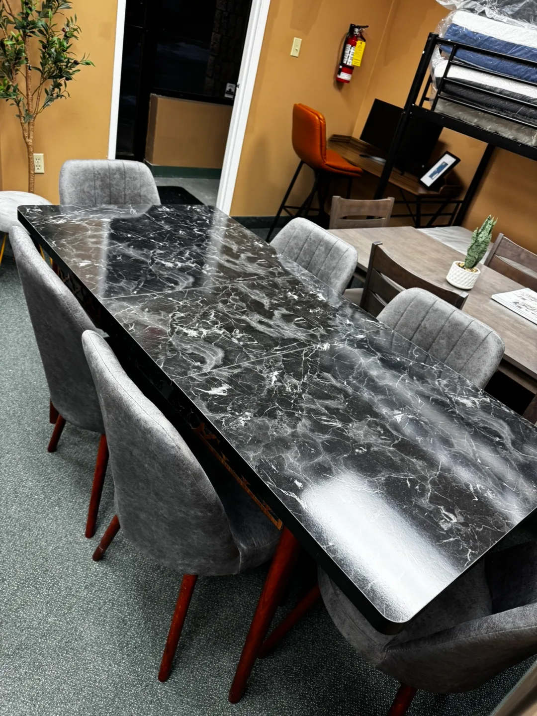 Extendable Dining Table with Grey Chairs ▫️NEW- Floor Model▫️ image indicator(4)