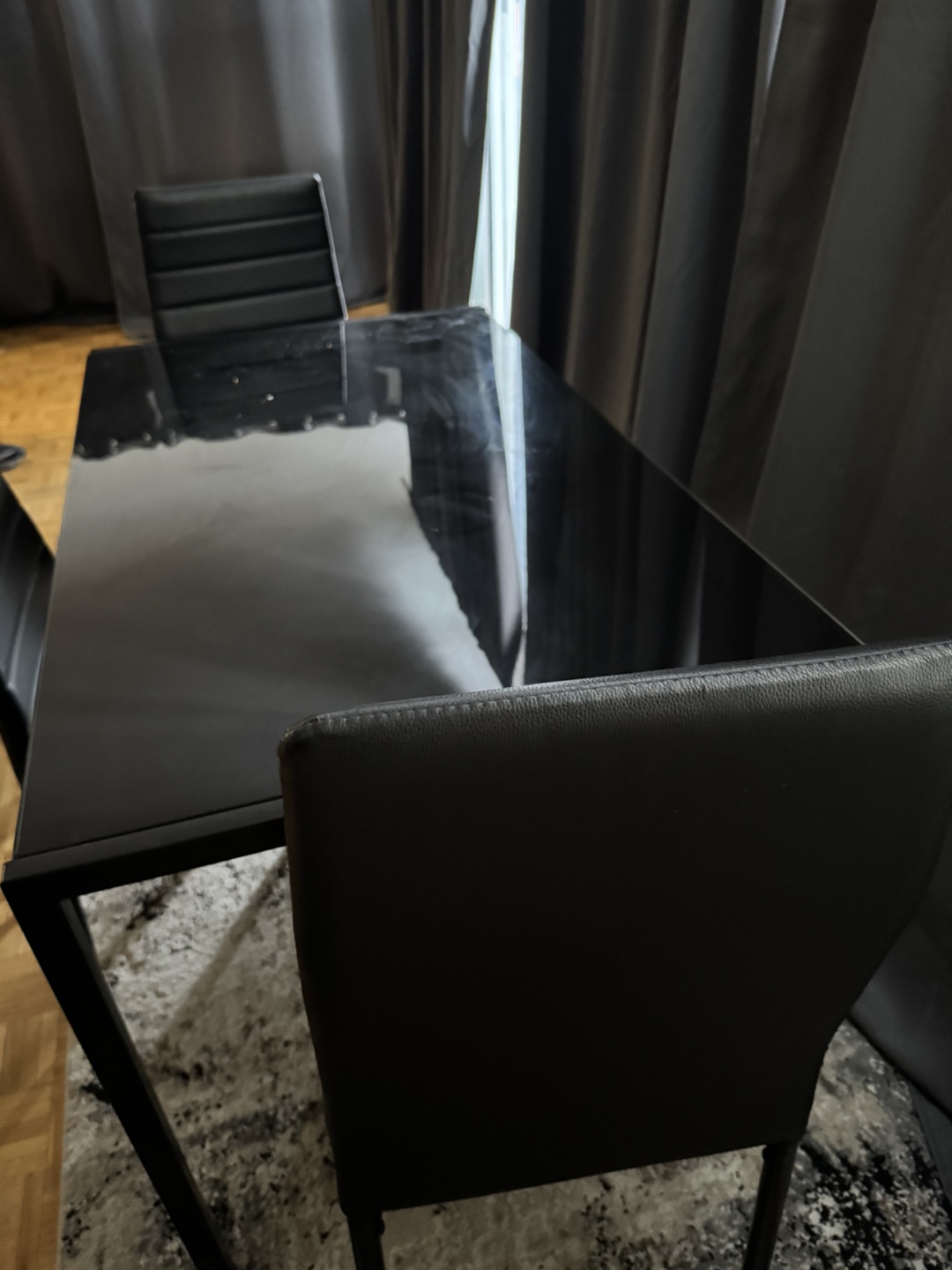 Black Glass Dining Table Set with 4 Chairs - photo 3