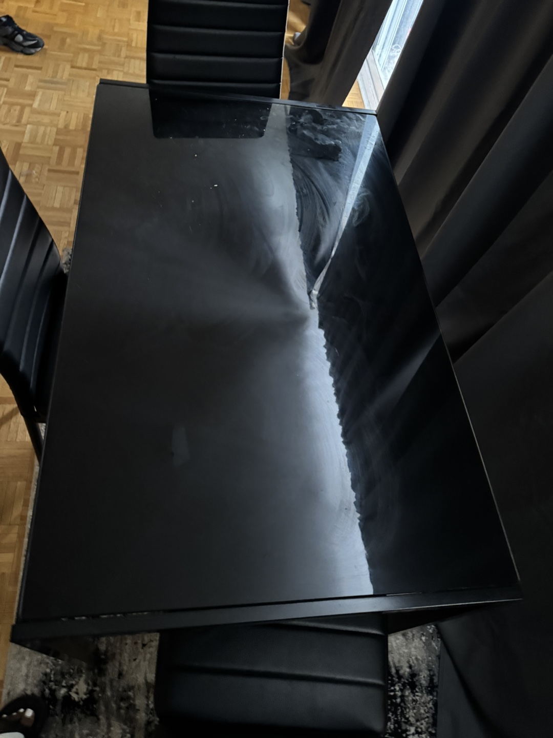 Black Glass Dining Table Set with 4 Chairs - photo 2