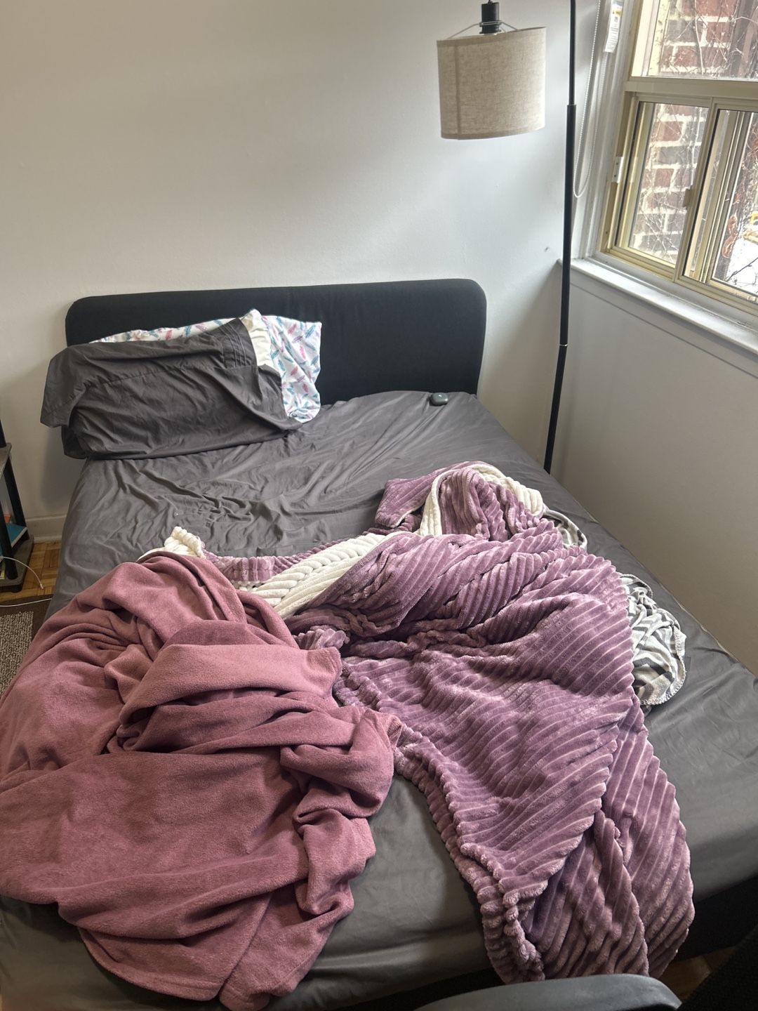 Twin bed with mattress & lamp