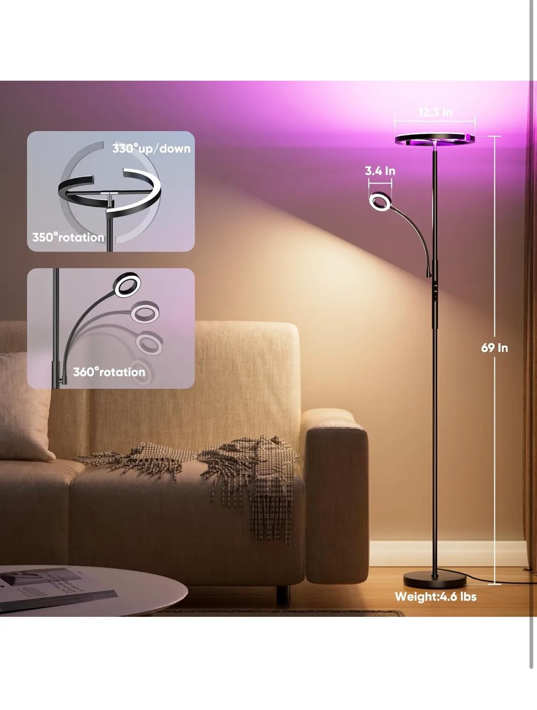 RGB LED Floor Lamp with Remote & Touch Control image indicator(2)