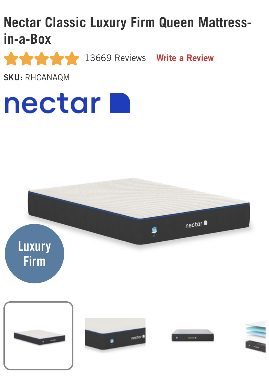 Nectar Classic Luxury Firm Queen Mattress-in-a-Box