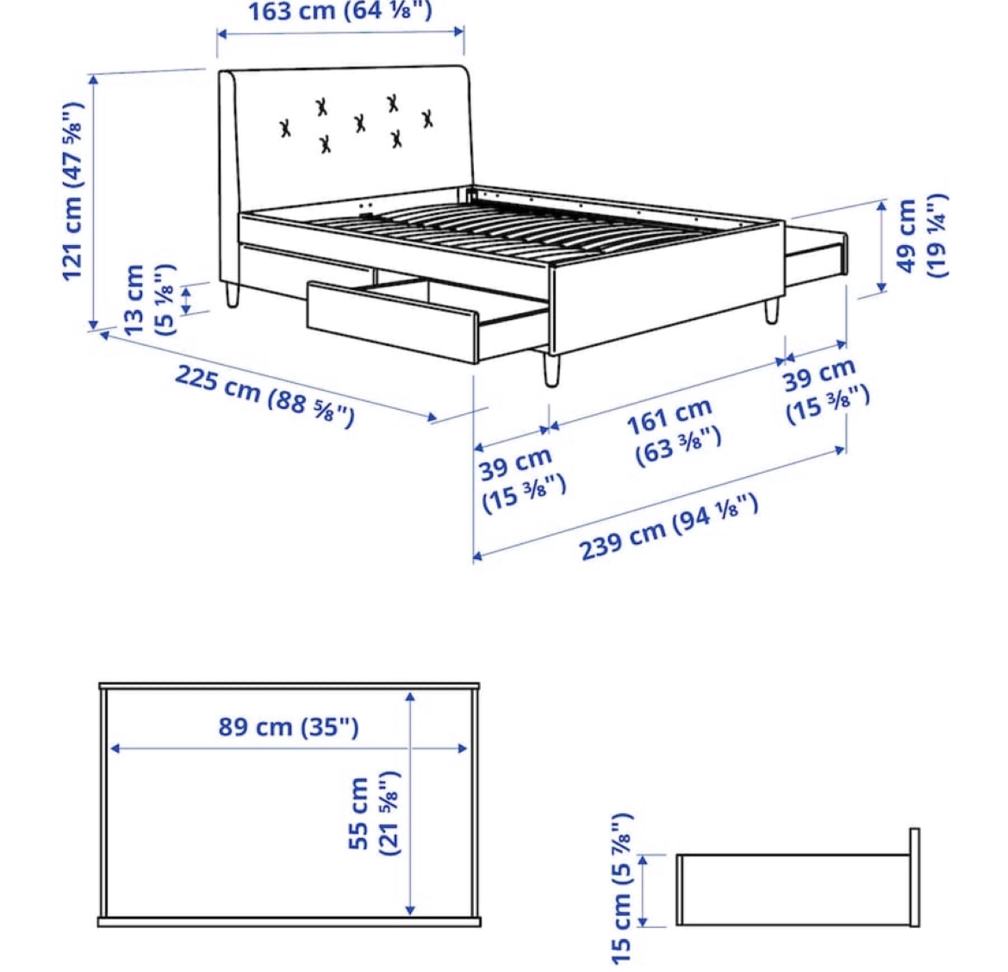 IKEA IDANÄS Queen Upholstered Storage Bed - Gunnared Dark Gray - photo 5