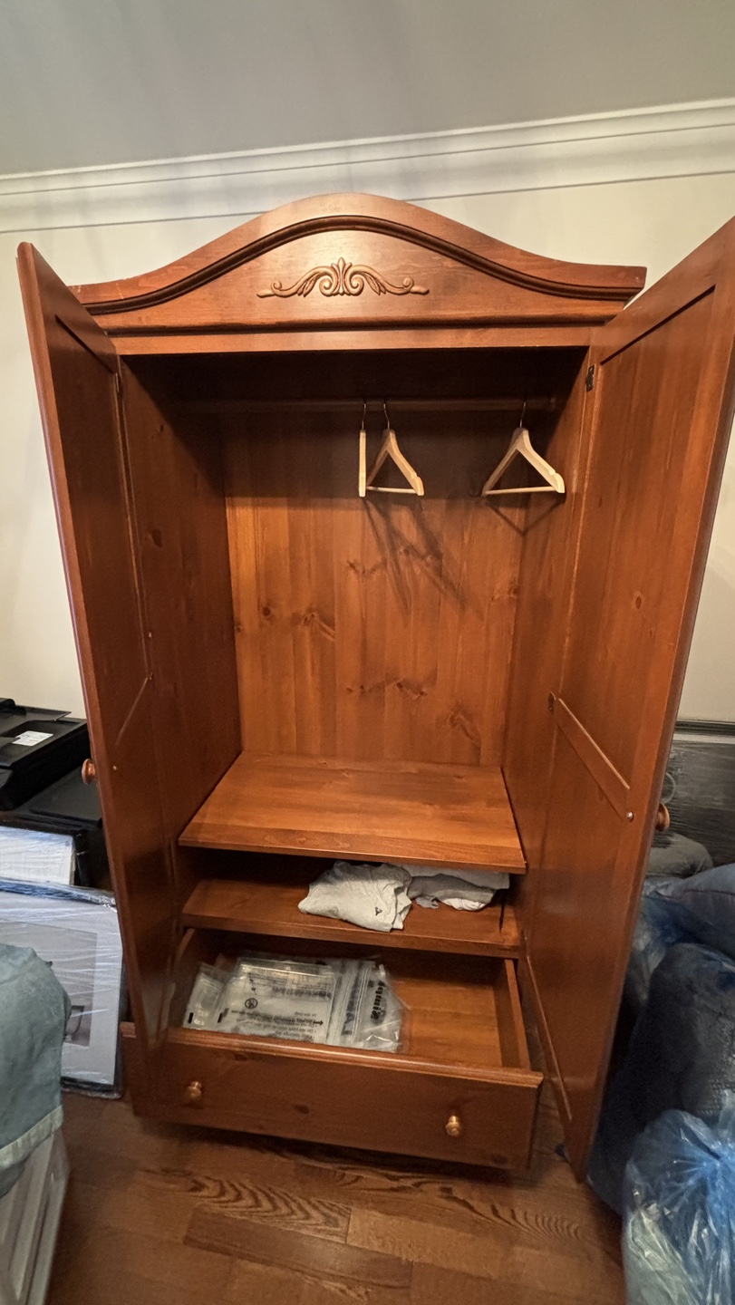 Solid Wood Armoire with Shelf and Drawer - photo 2