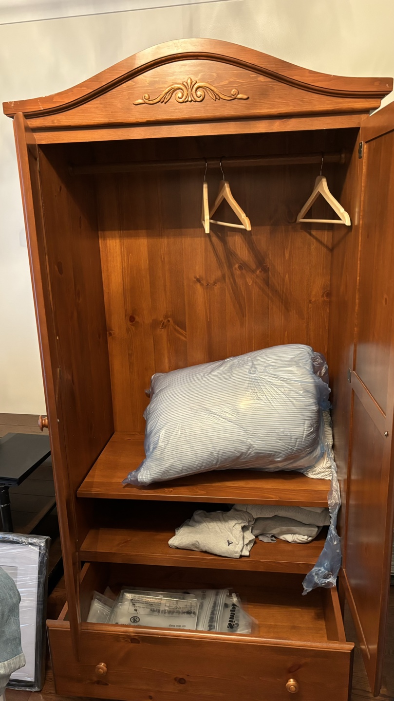 Solid Wood Armoire with Shelf and Drawer - photo 3
