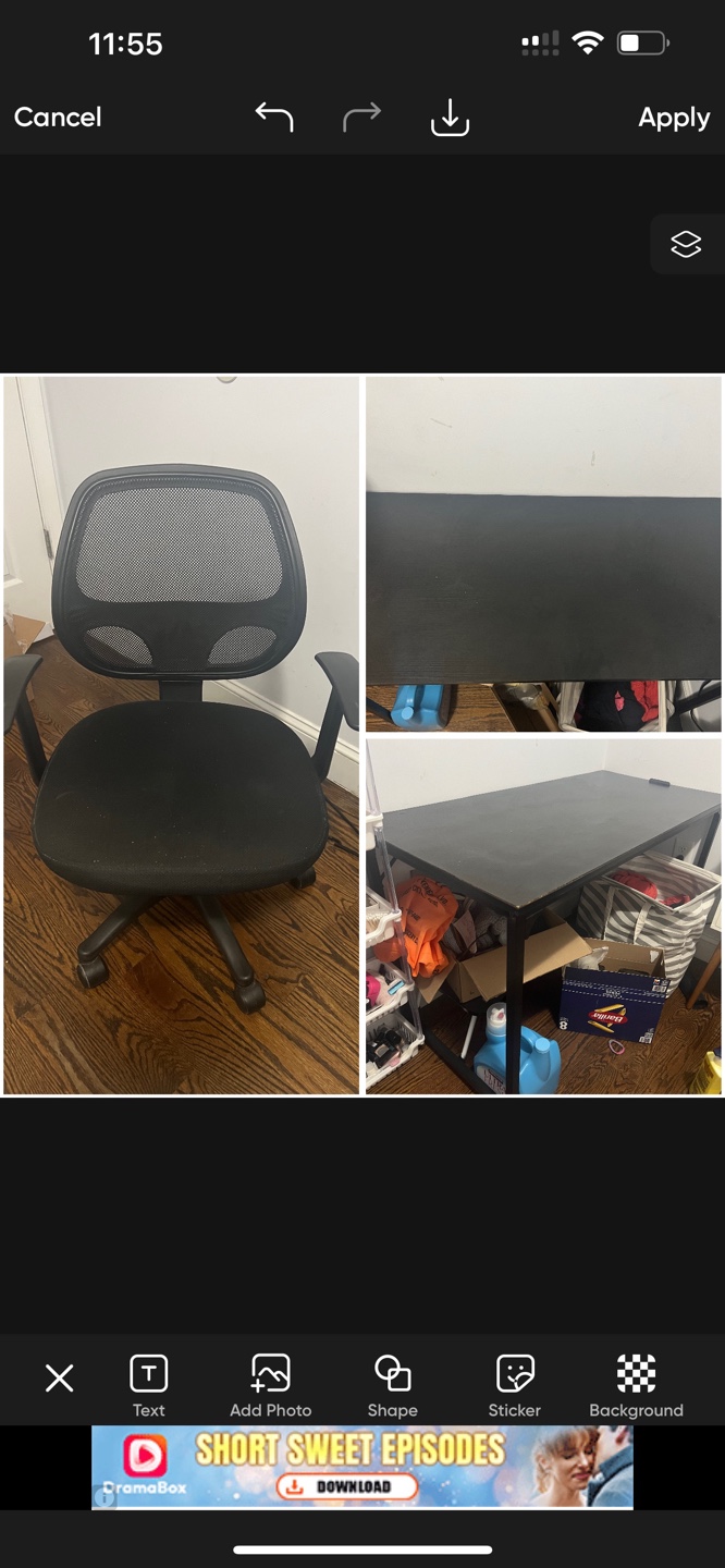Black Mesh Office Chair and Desk Set