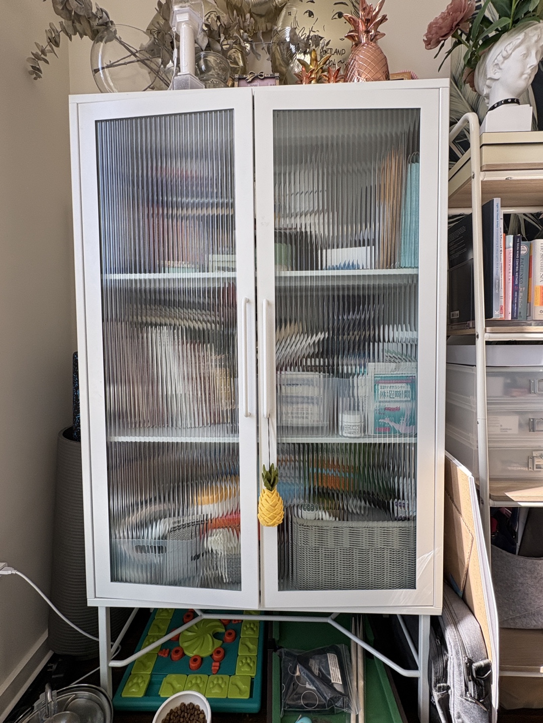 White metal Glass Cabinet