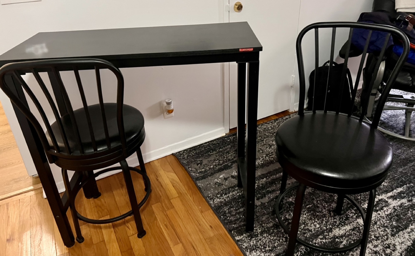 Black Pub Table Set with Two Stools - photo 4