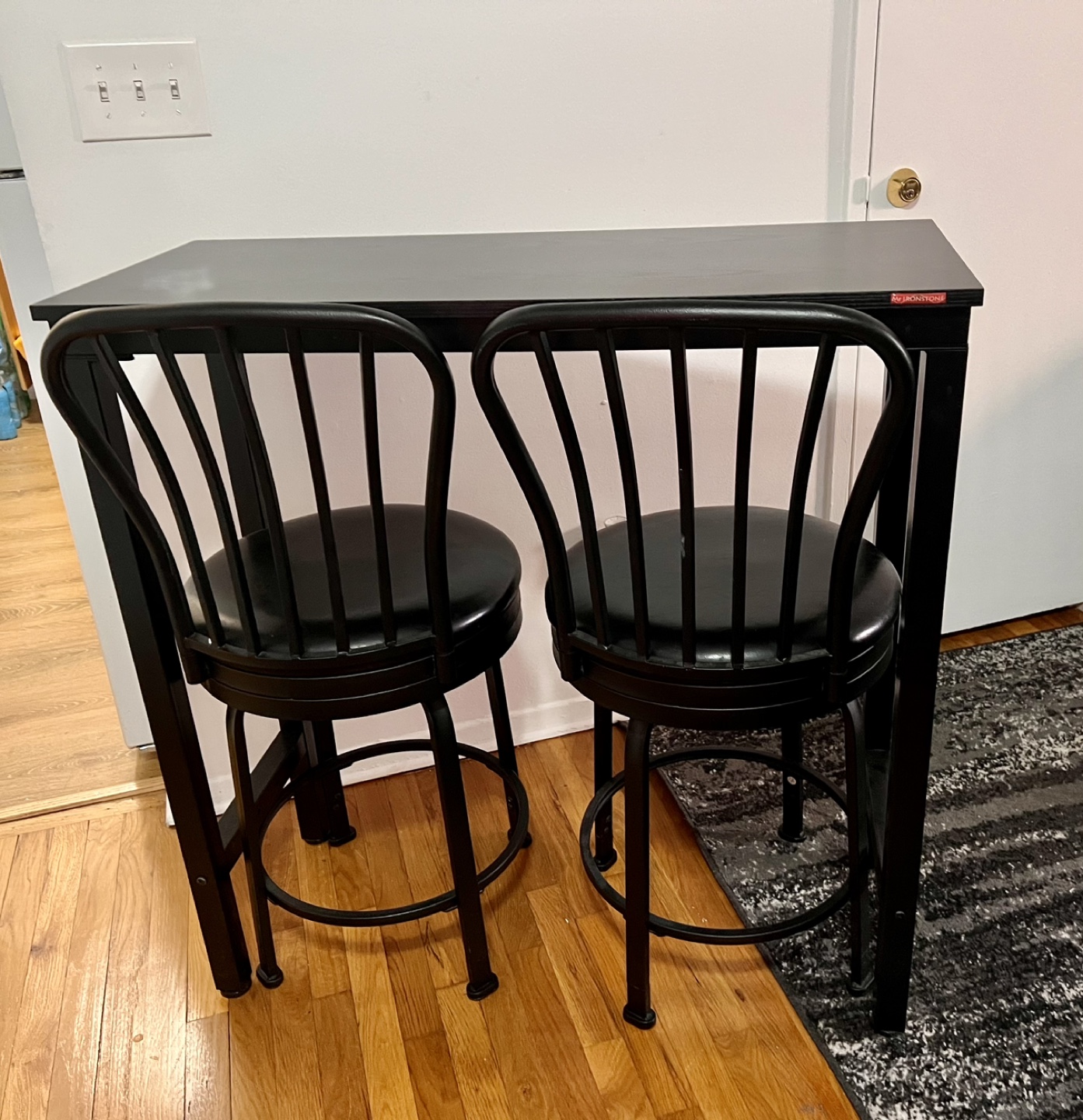 Black Pub Table Set with Two Stools
