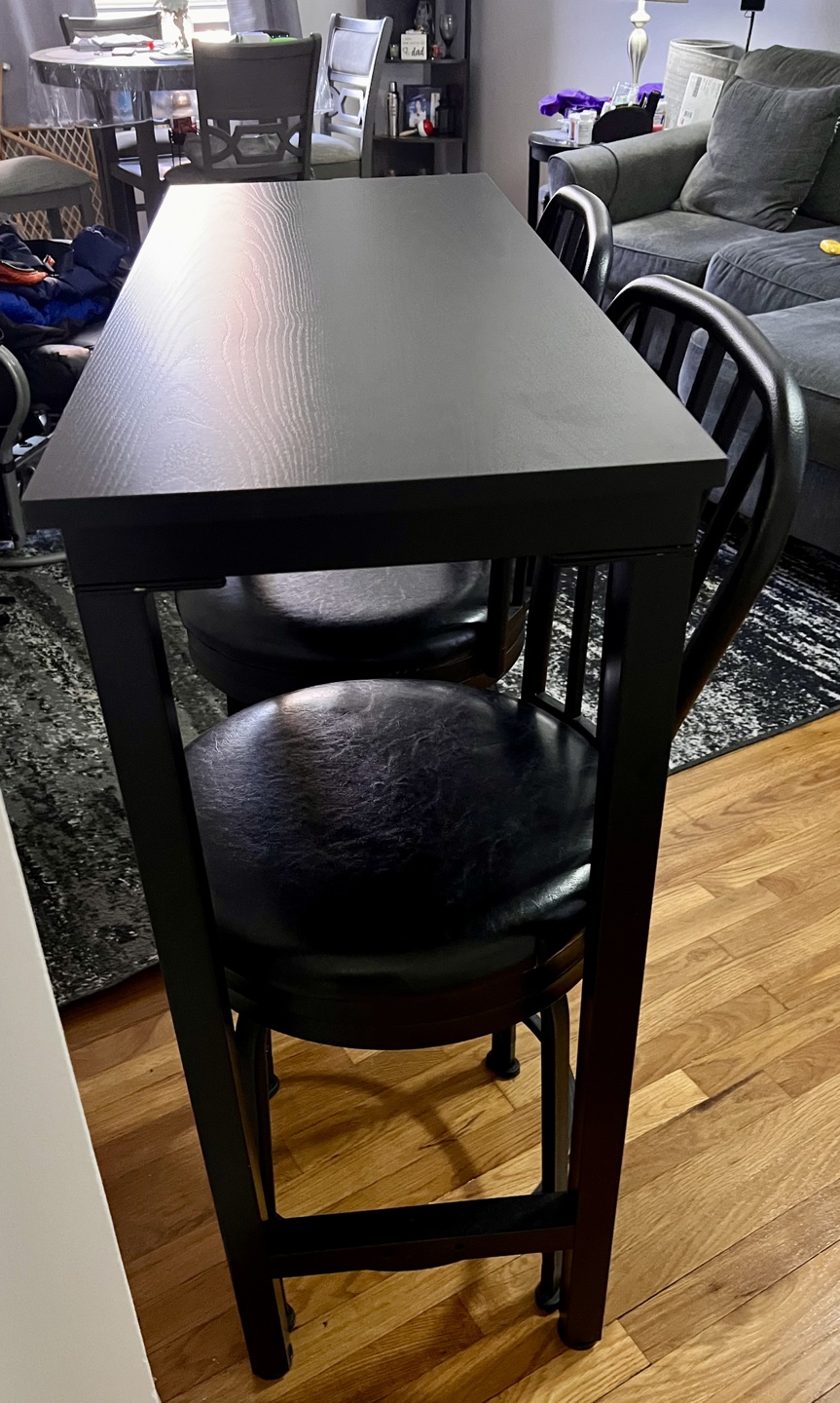 Black Pub Table Set with Two Stools - photo 2
