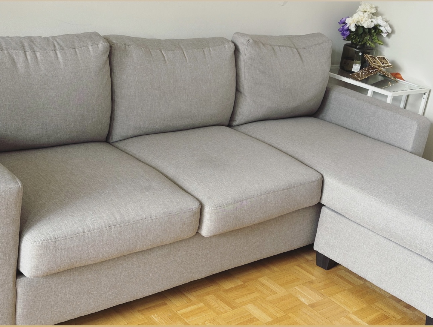 Grey L-Shaped Sectional Sofa - photo 2