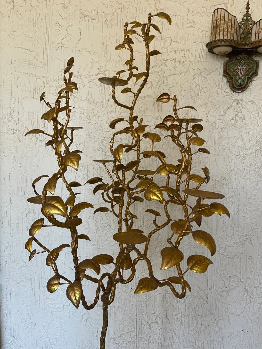 Mid Century Modern Gold Metal Tree Candle Holder image indicator(2)