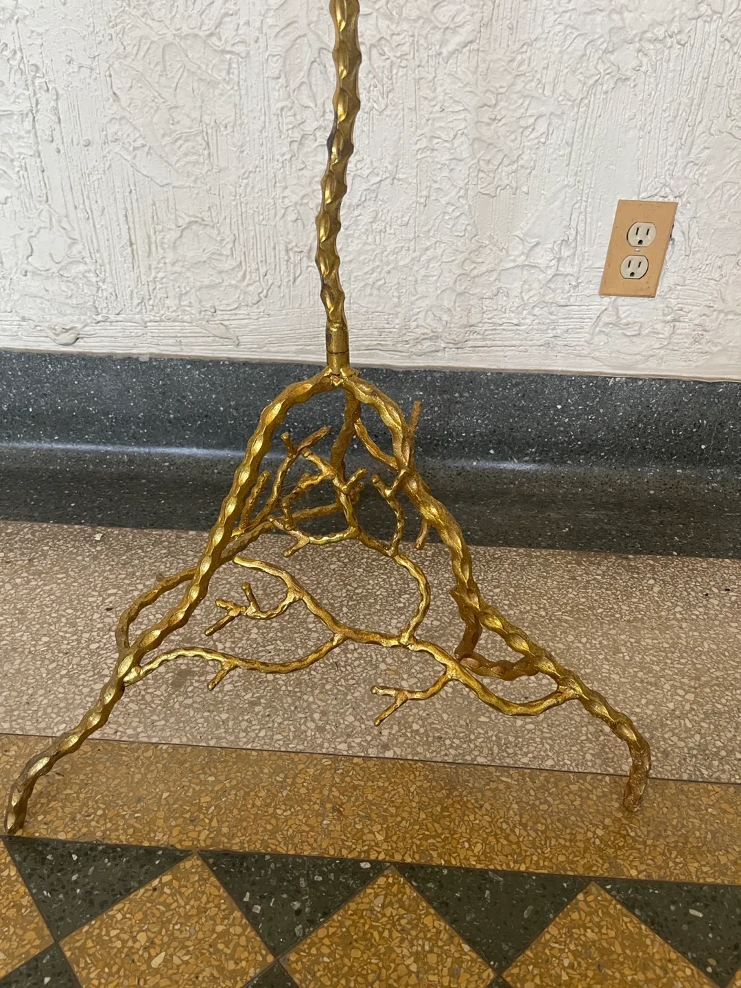 Mid Century Modern Gold Metal Tree Candle Holder image indicator(3)