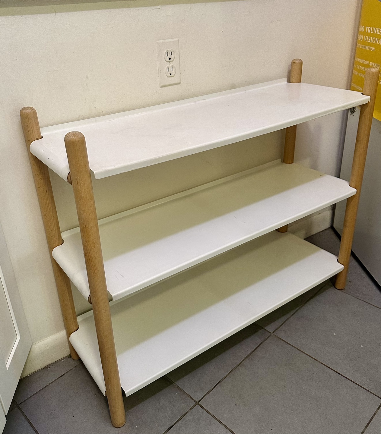 IKEA Three-Tier White Shelf with Wooden Legs