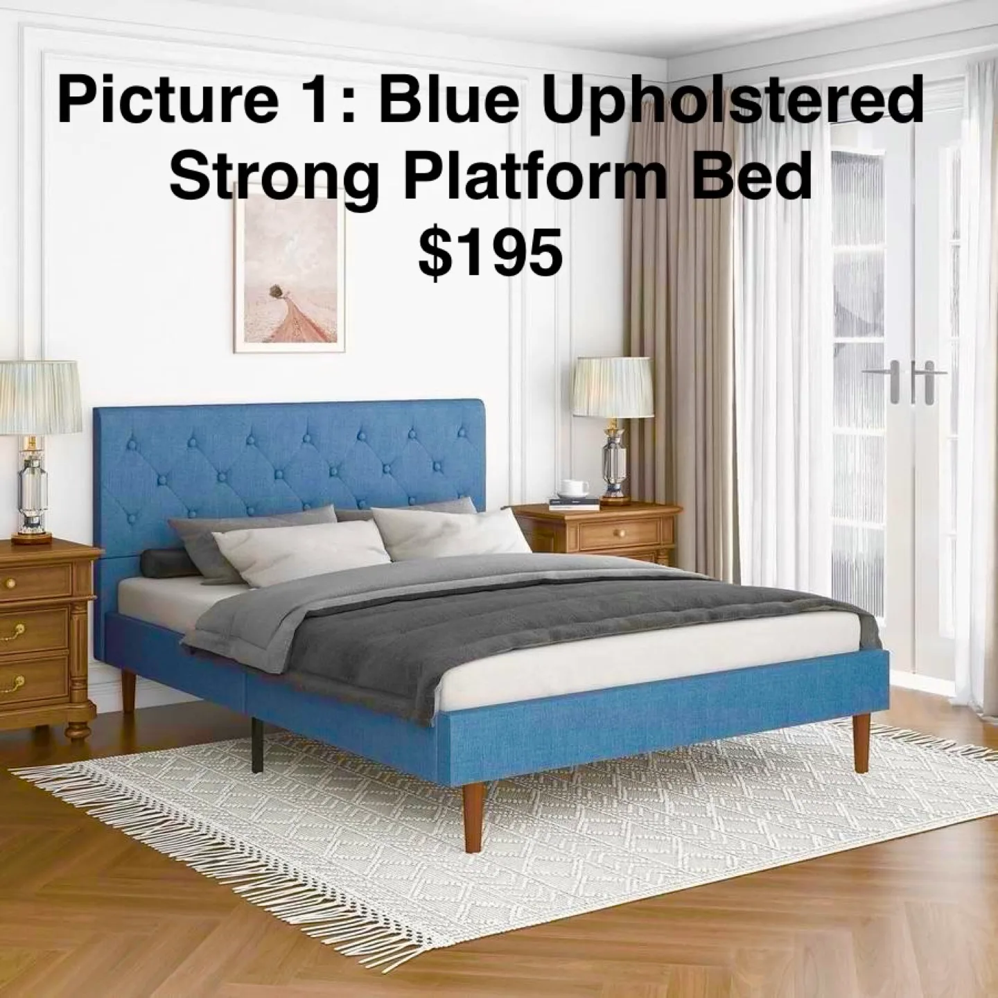 Queen Upholstered Platform Bed ▫️BRAND NEW▫️ image indicator(6)