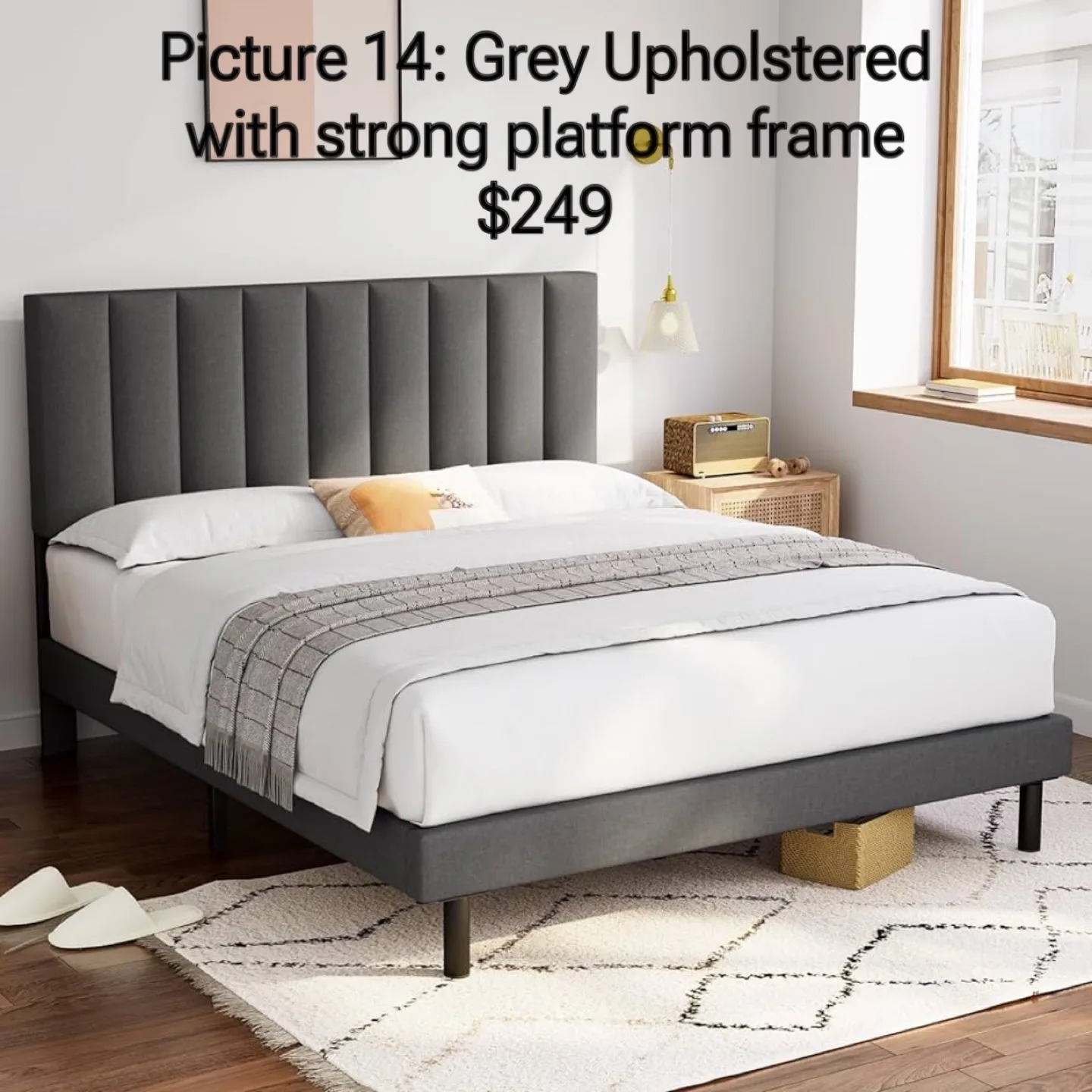 Queen Upholstered Platform Bed ▫️BRAND NEW▫️ image indicator(4)