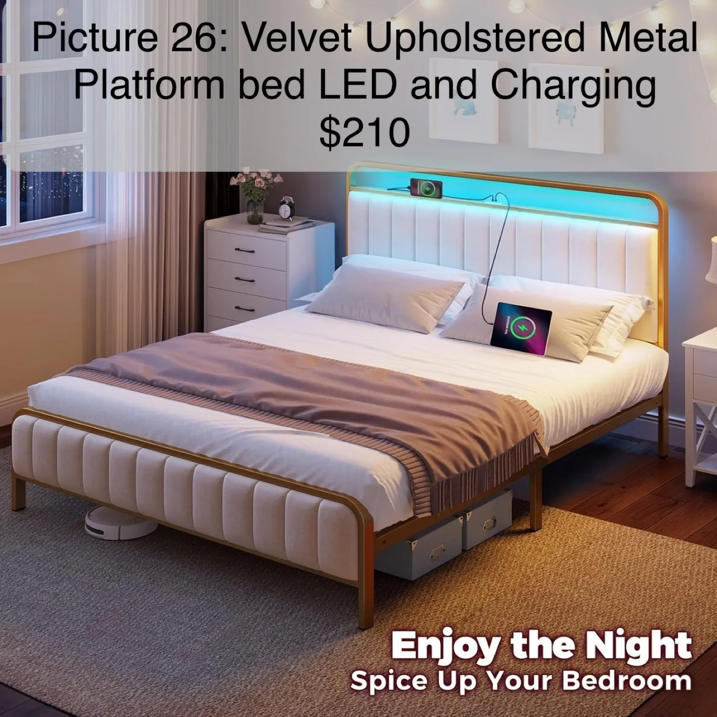 Queen Upholstered Platform Bed ▫️BRAND NEW▫️ image indicator(10)