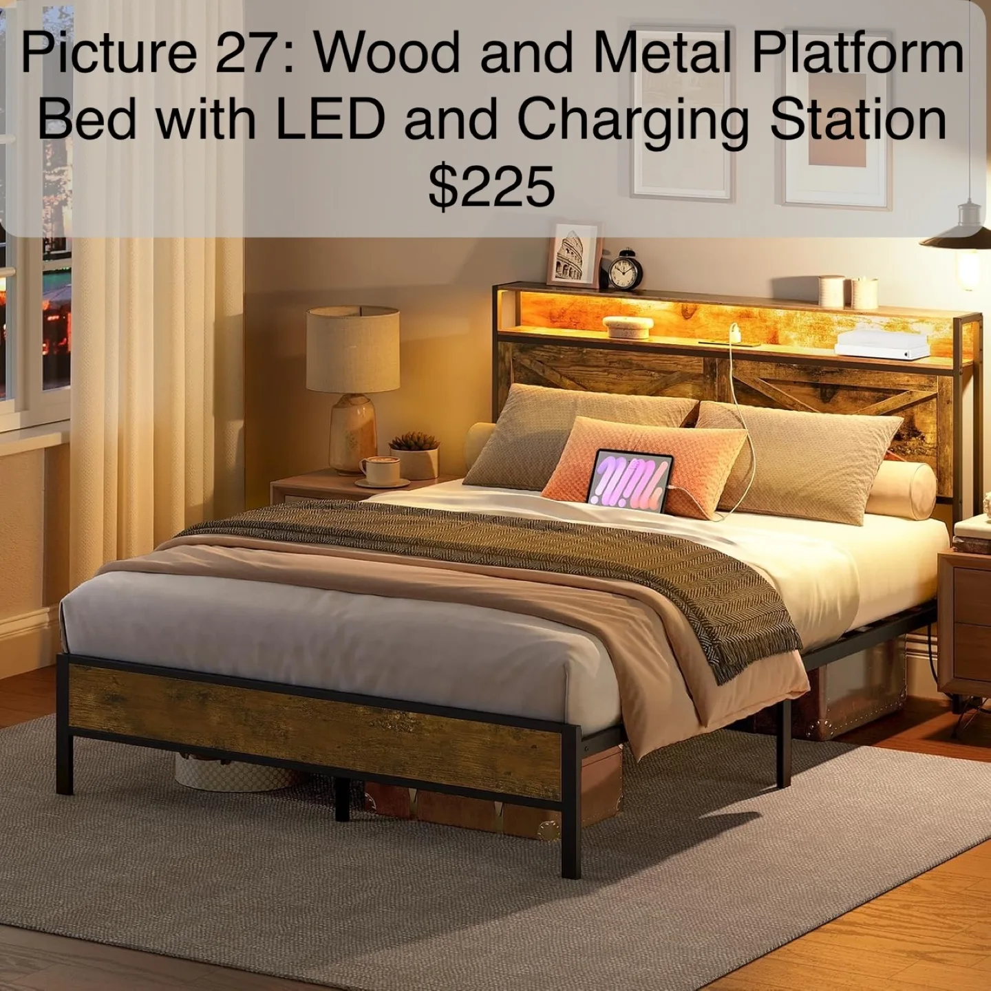 Queen Upholstered Platform Bed ▫️BRAND NEW▫️ image indicator(9)