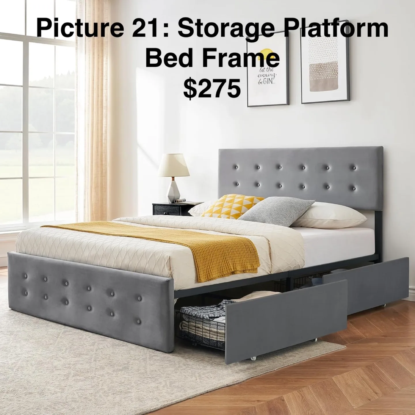 Queen Upholstered Platform Bed ▫️BRAND NEW▫️ image indicator(8)