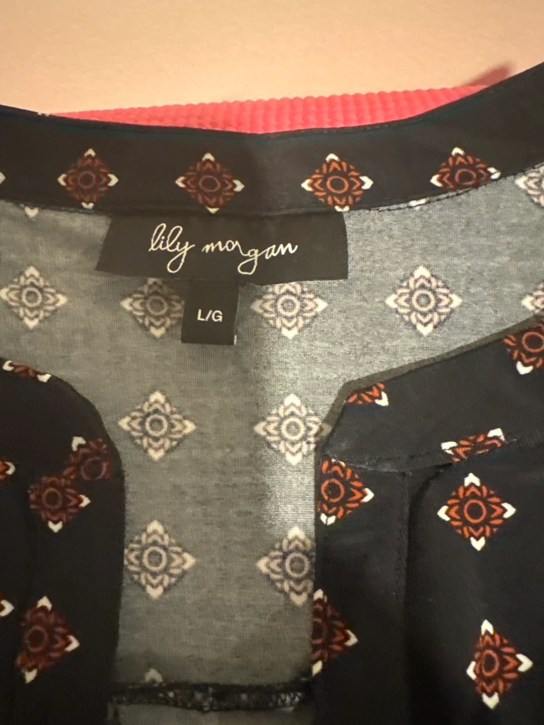 Lily Morgan Women's Size L/G Black & Brown Patterned Blouse image indicator(3)