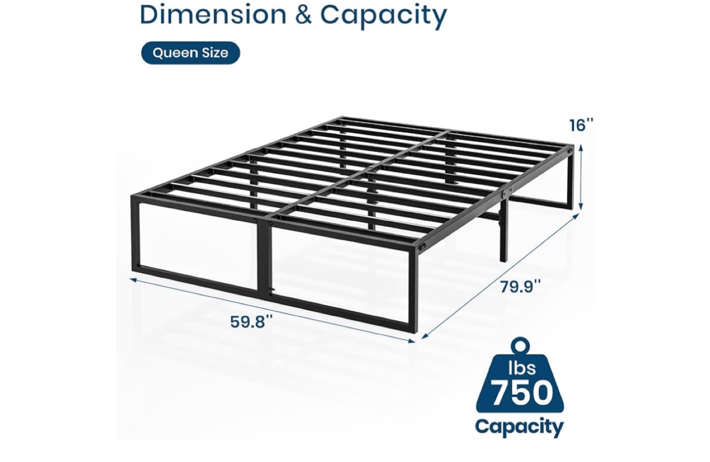 Queen Metal Platform Bed Frame with Under Bed Storage - photo 3