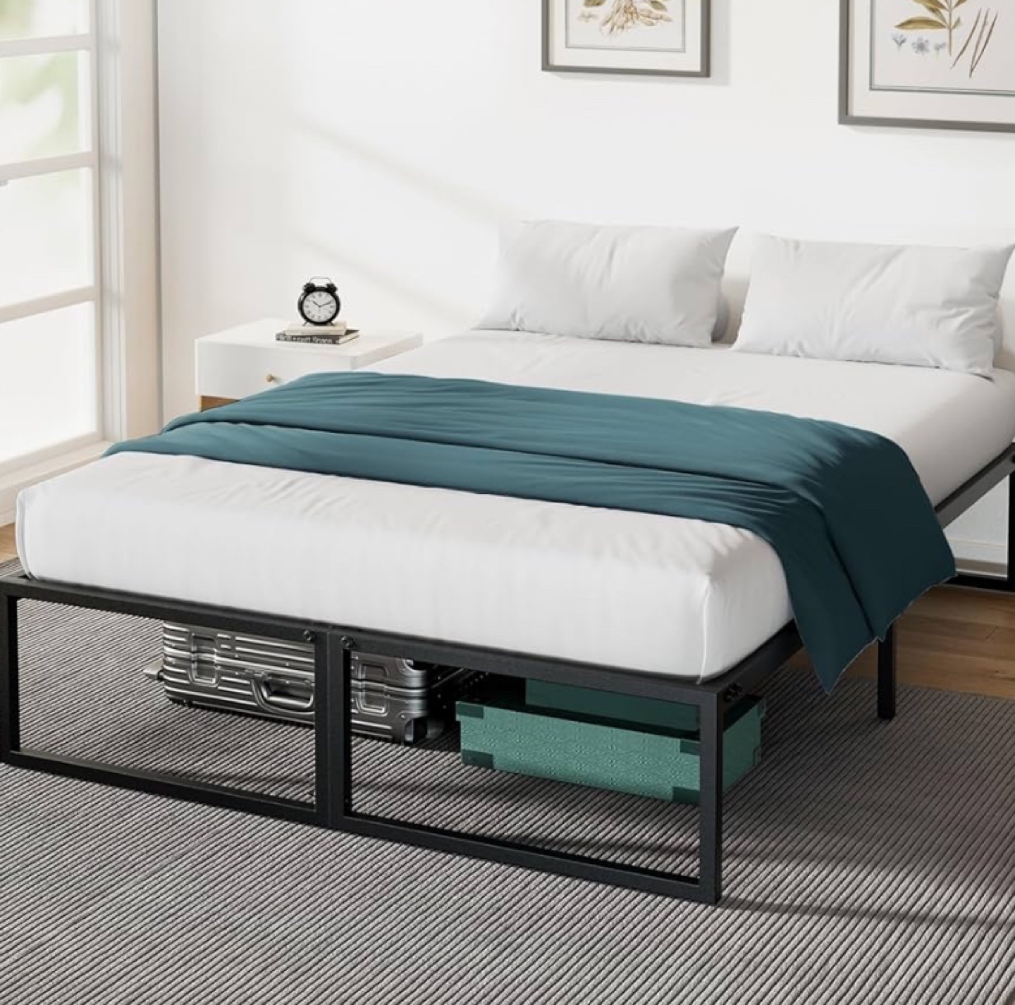 Queen Metal Platform Bed Frame with Under Bed Storage - photo 2