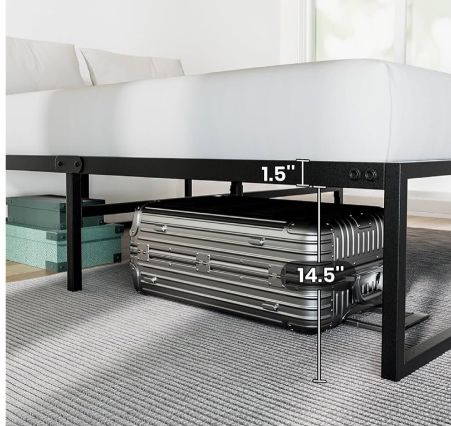 Queen Metal Platform Bed Frame with Under Bed Storage - photo 4