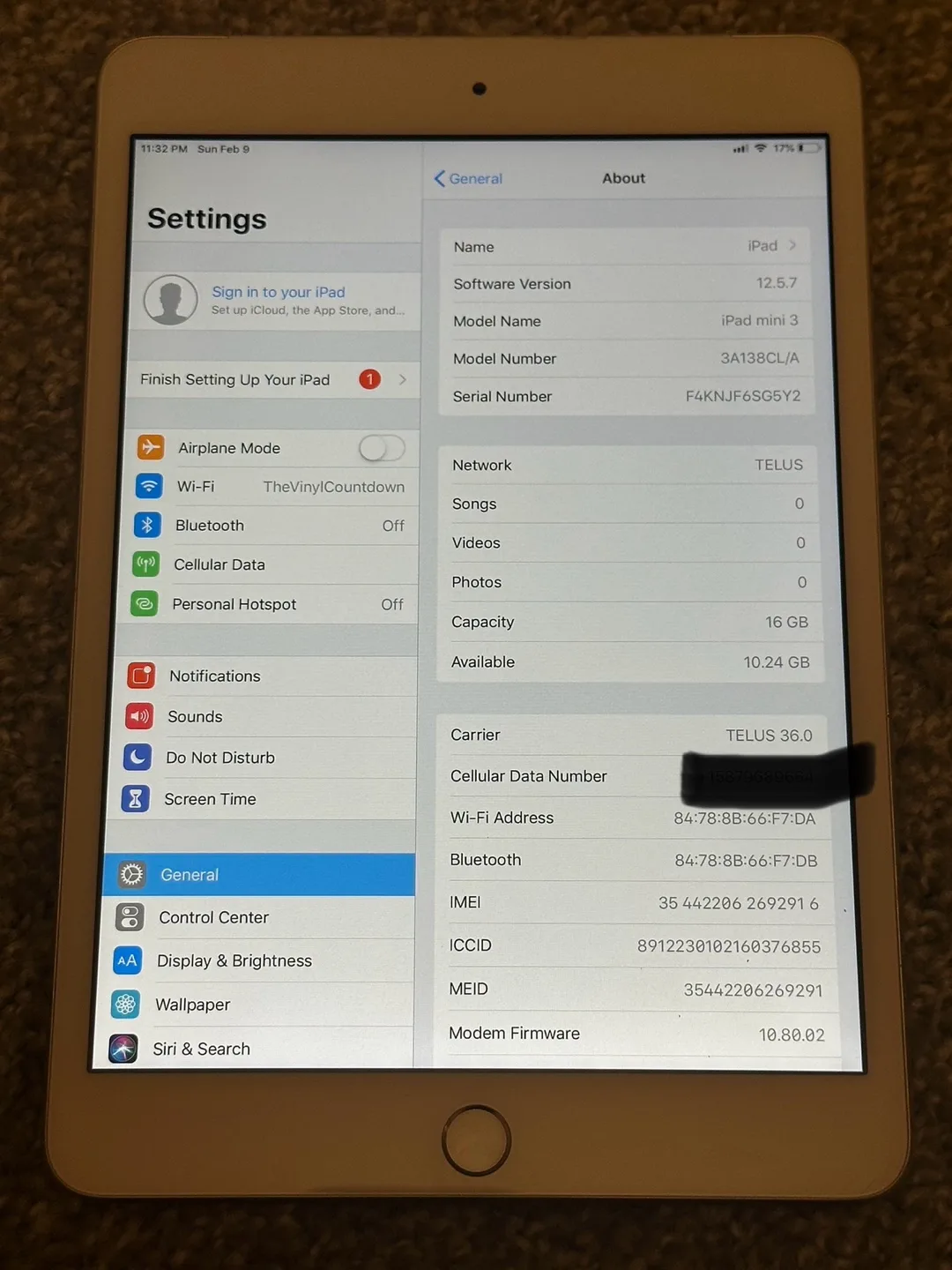 iPad Mini 3 with Wi-Fi and cellular image indicator(3)