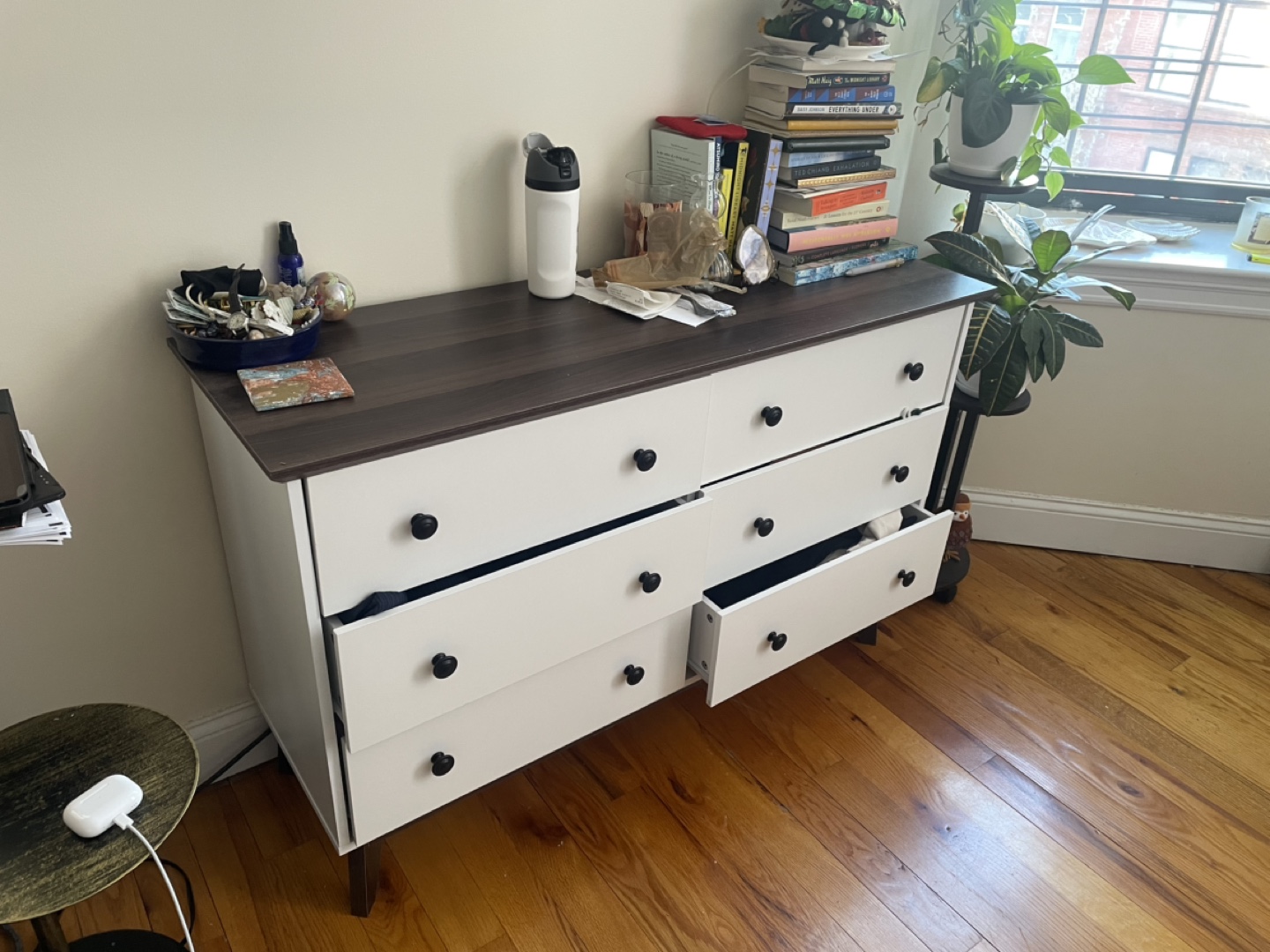 White and Dark Brown 6-Drawer Dresser