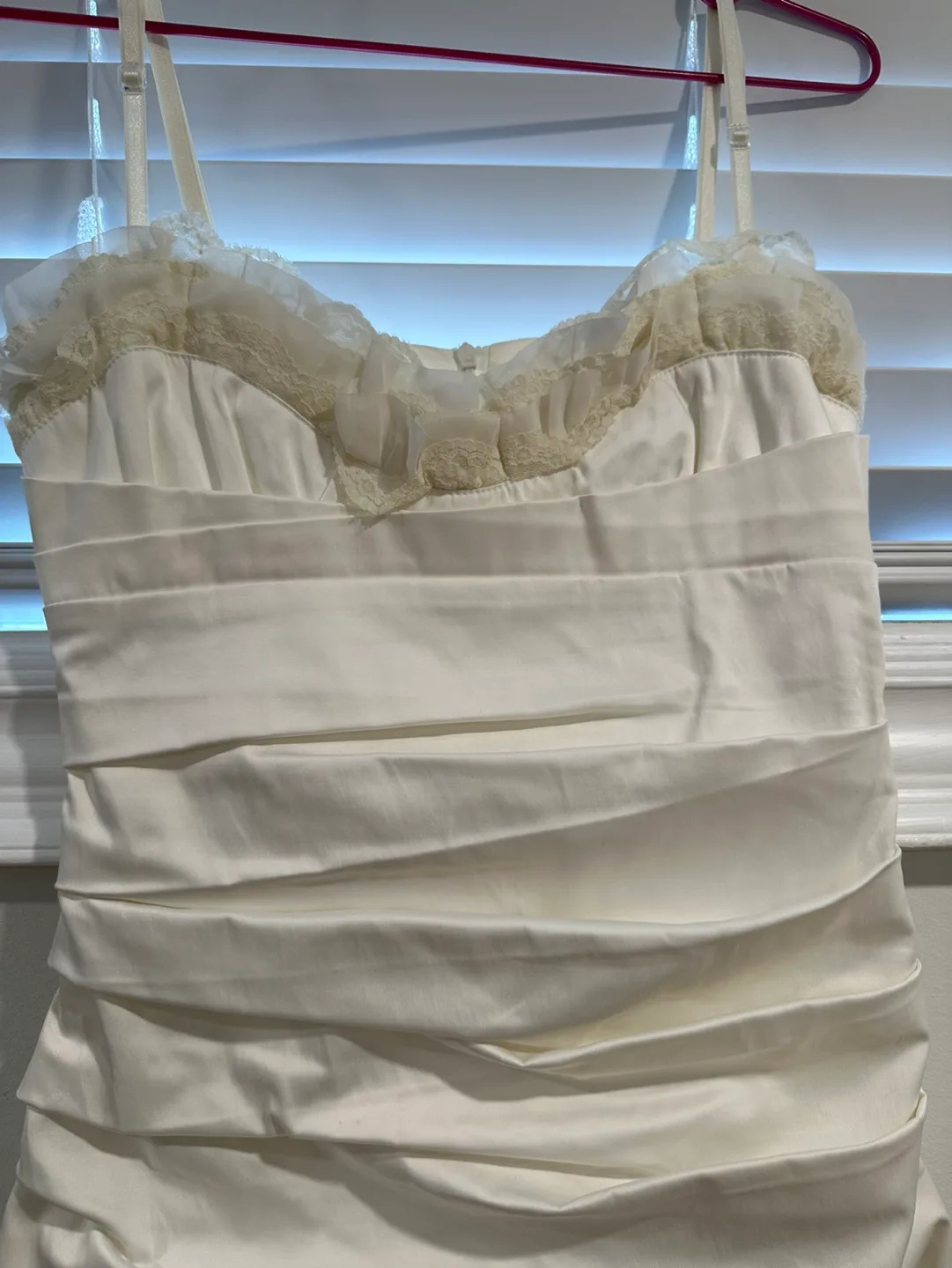 Satin White Ruched Mini Dress Size 36 image indicator(2)