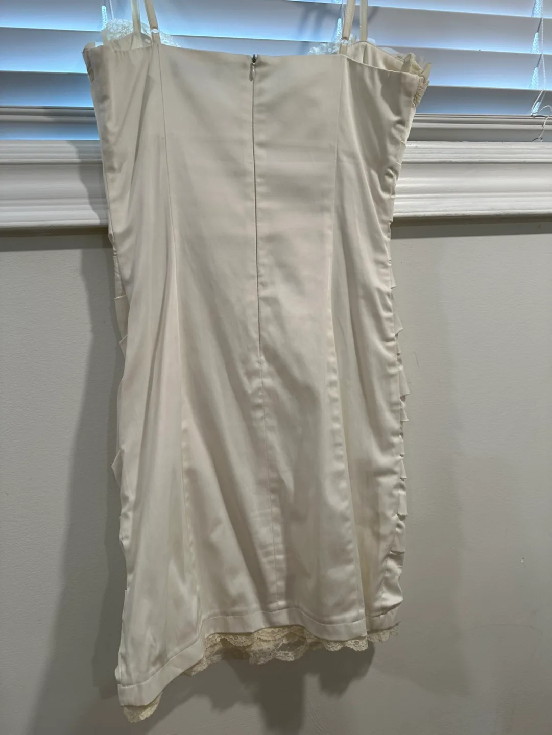 Satin White Ruched Mini Dress Size 36 image indicator(3)