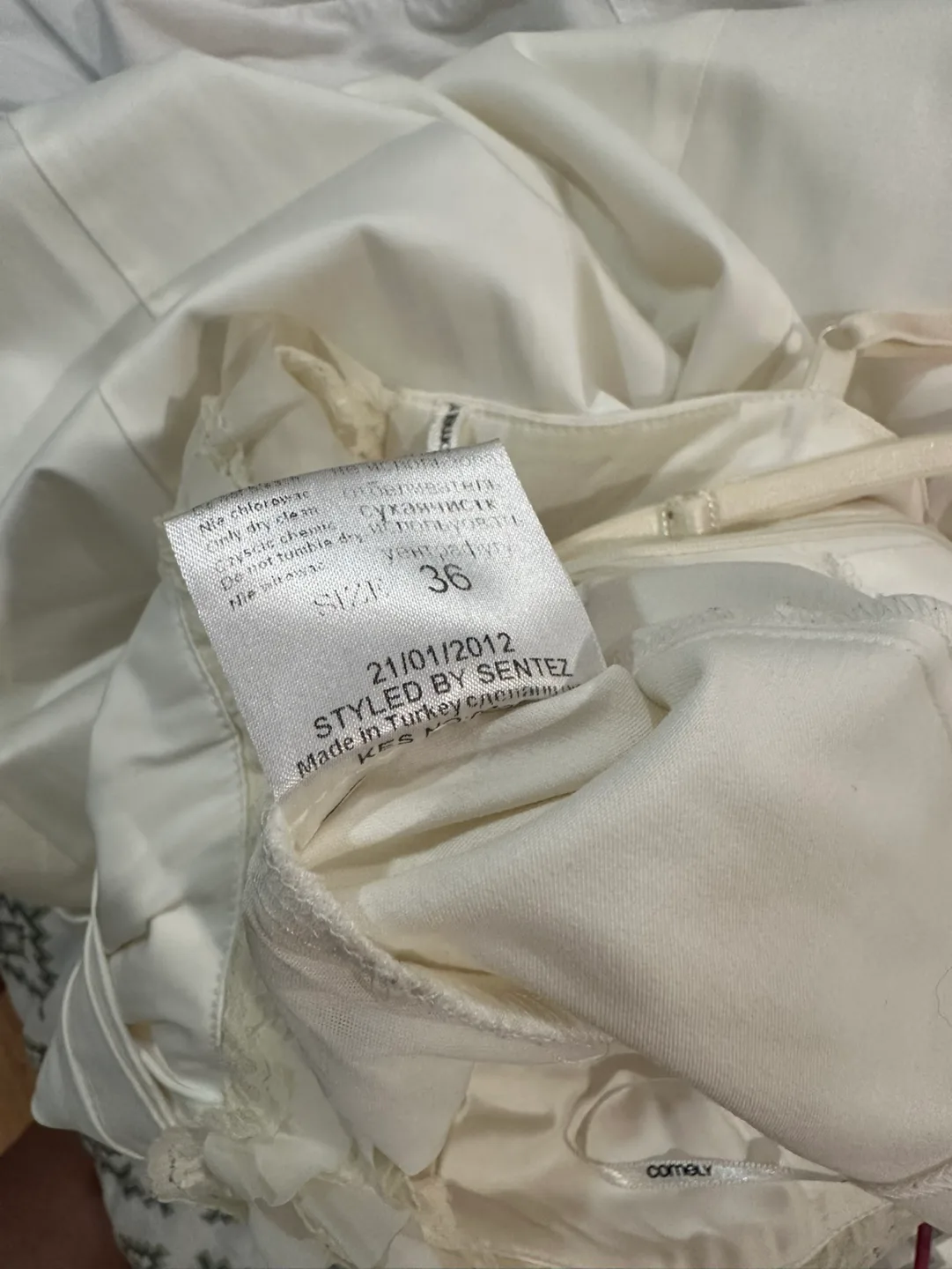 Satin White Ruched Mini Dress Size 36 image indicator(4)