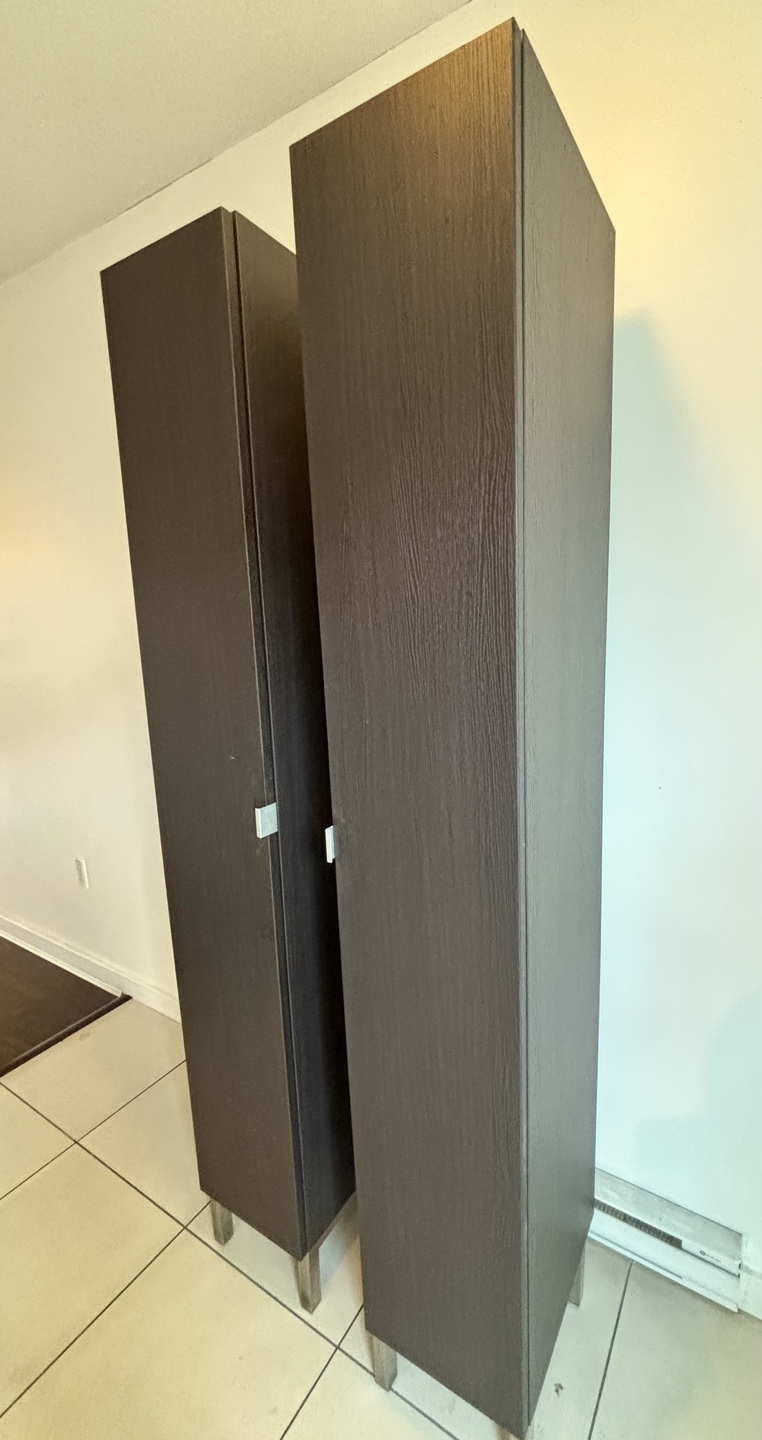 Pair of Dark Brown Tall Storage Cabinets