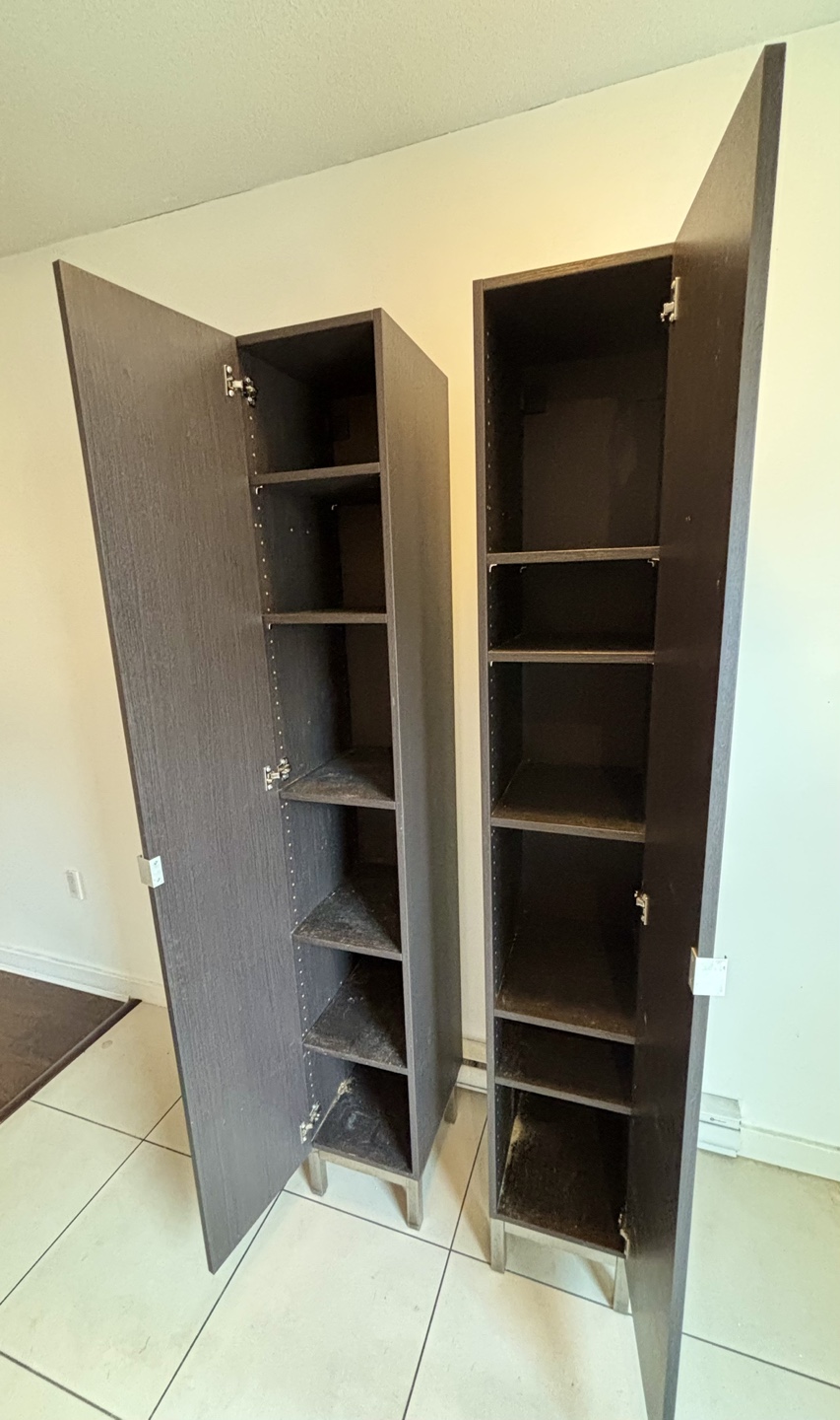 Pair of Dark Brown Tall Storage Cabinets - photo 4