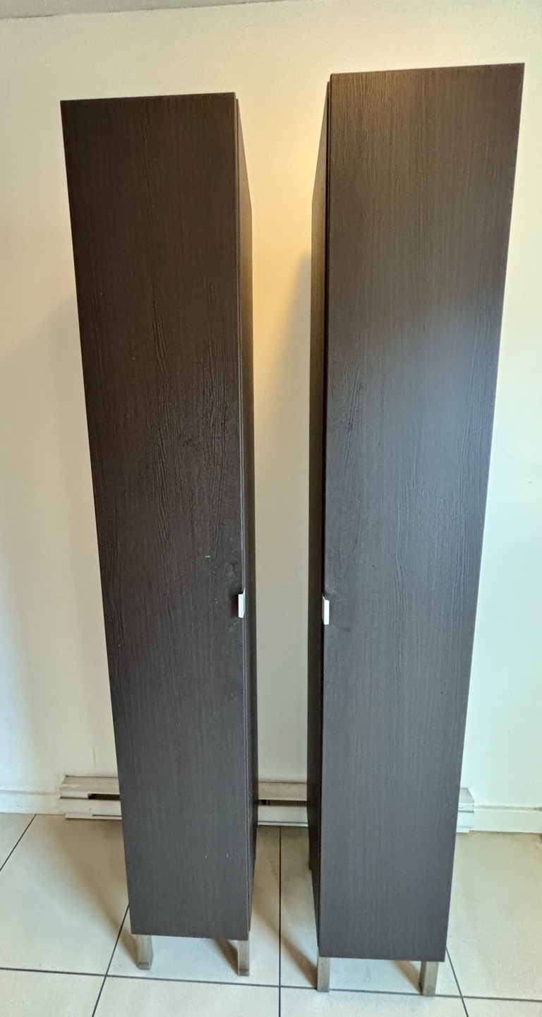Pair of Dark Brown Tall Storage Cabinets - photo 2