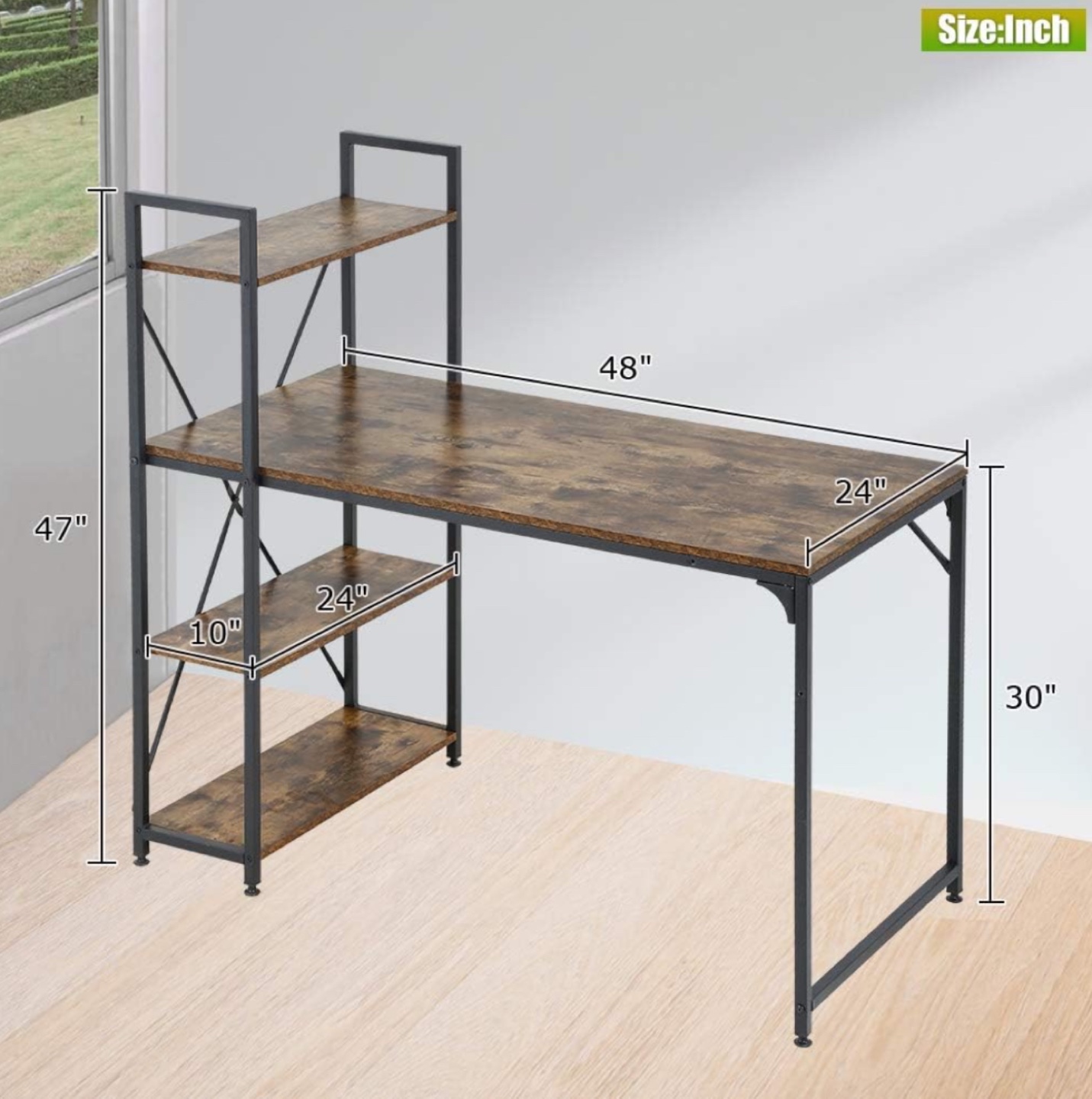 Computer Desk with Bookshelves - Rustic Brown - photo 2