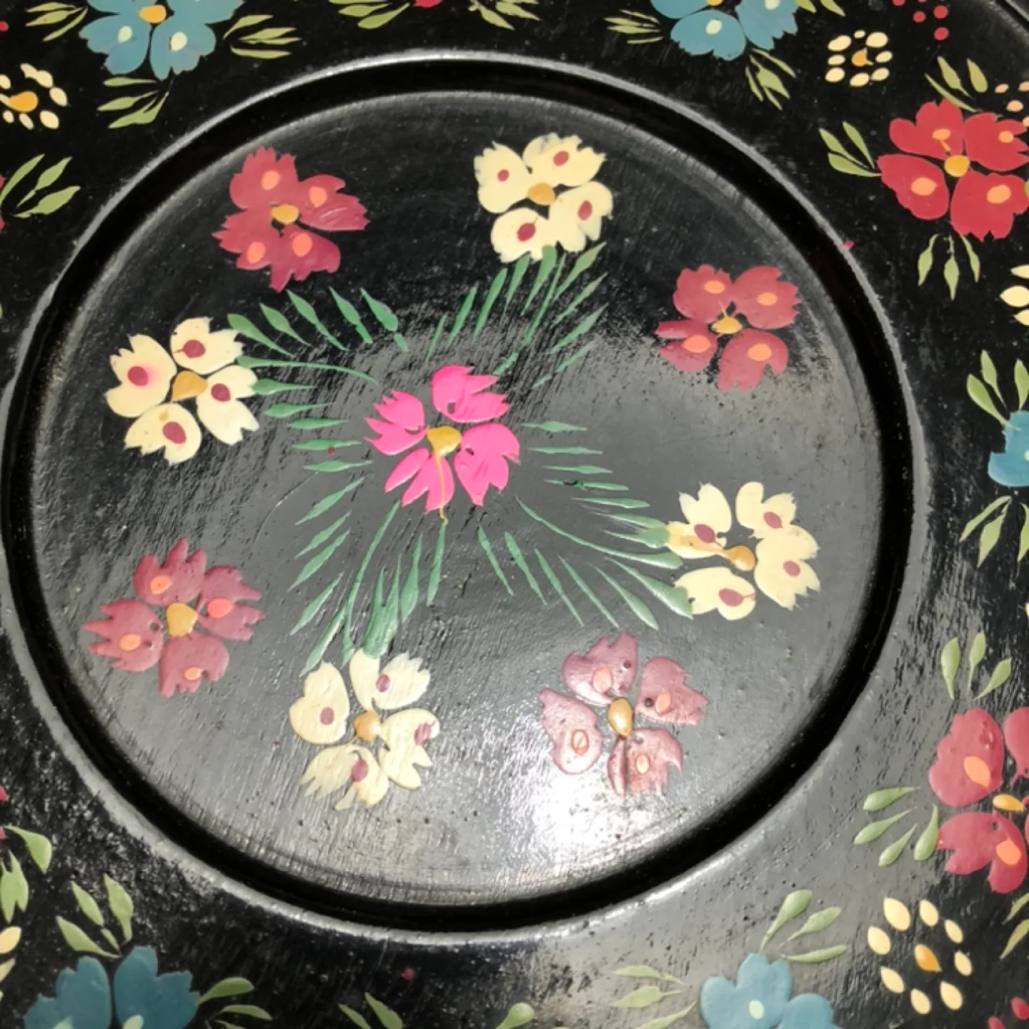 Vintage Hand-Painted Ukrainian Wooden Plate image indicator(2)