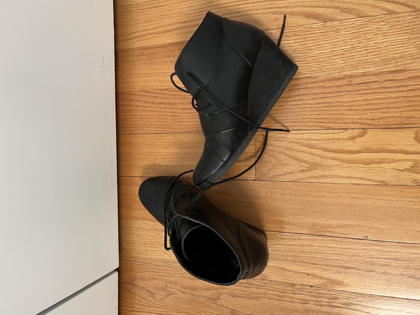 Black Lace-Up Wedge Booties - photo 3
