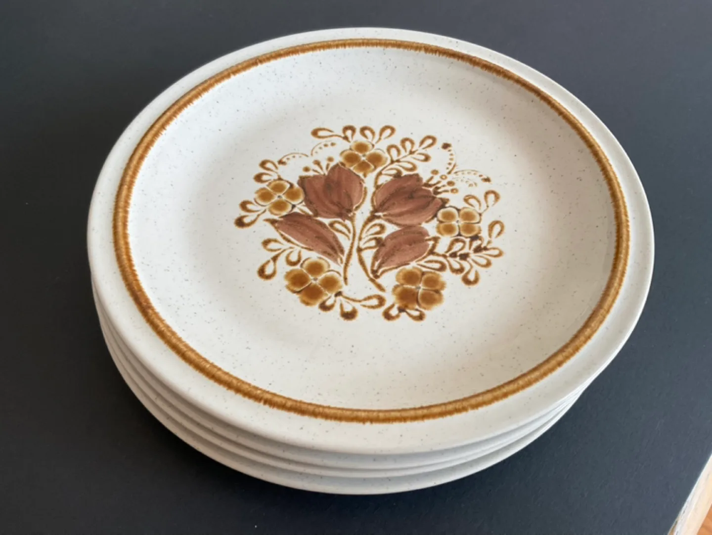 Vintage Sunmarc Stoneware Taffy Dinner Plates & Salad Plates image indicator(4)