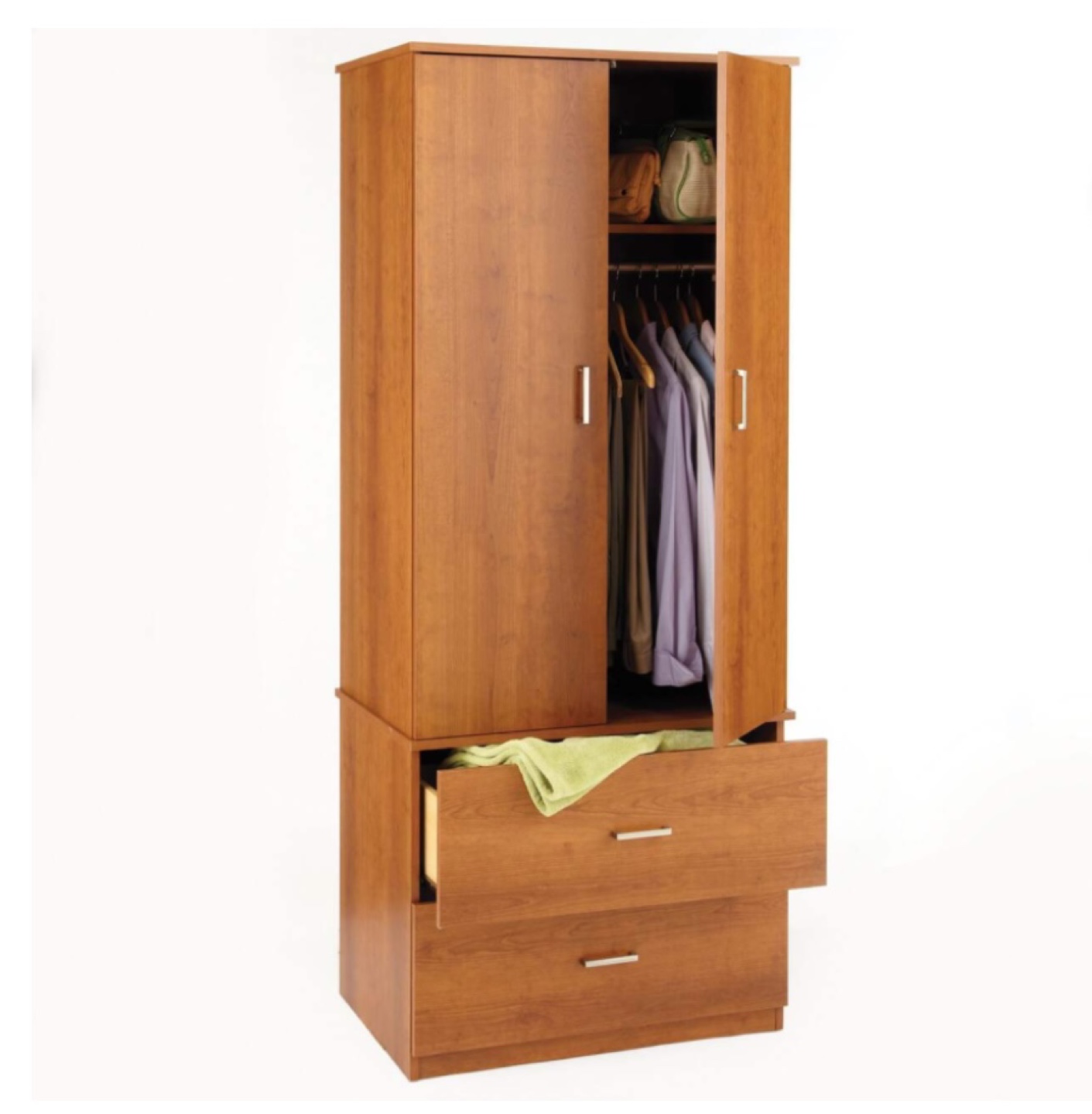 Wooden Armoire with Two Drawers