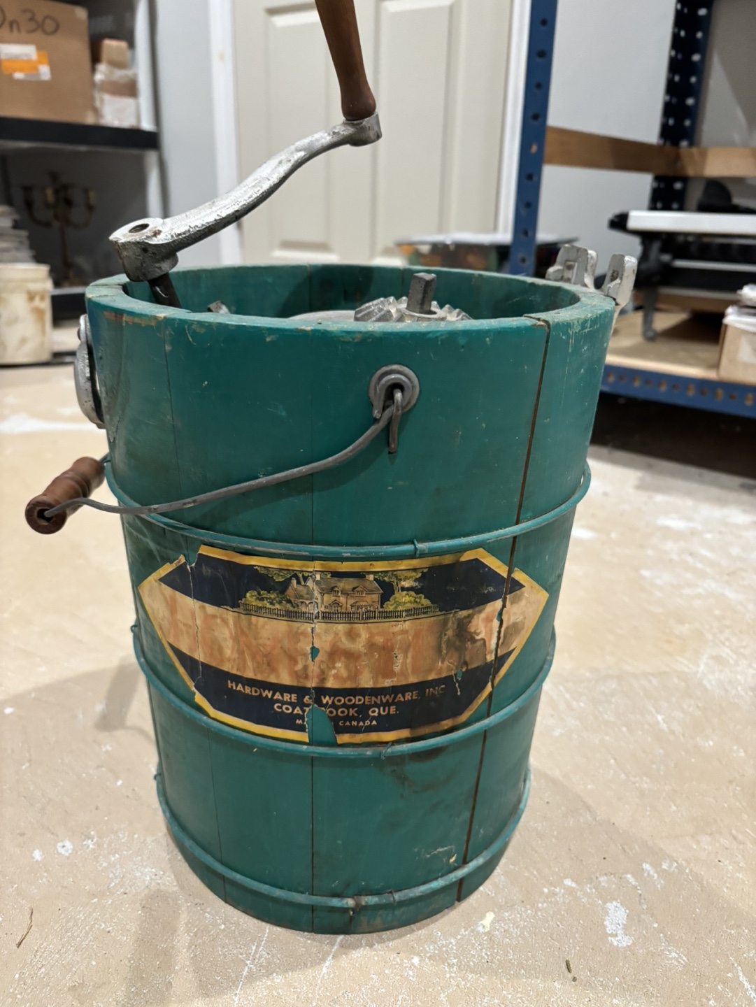 Antique Coaticook Hardware & Woodenware Ice Cream Maker - photo 2
